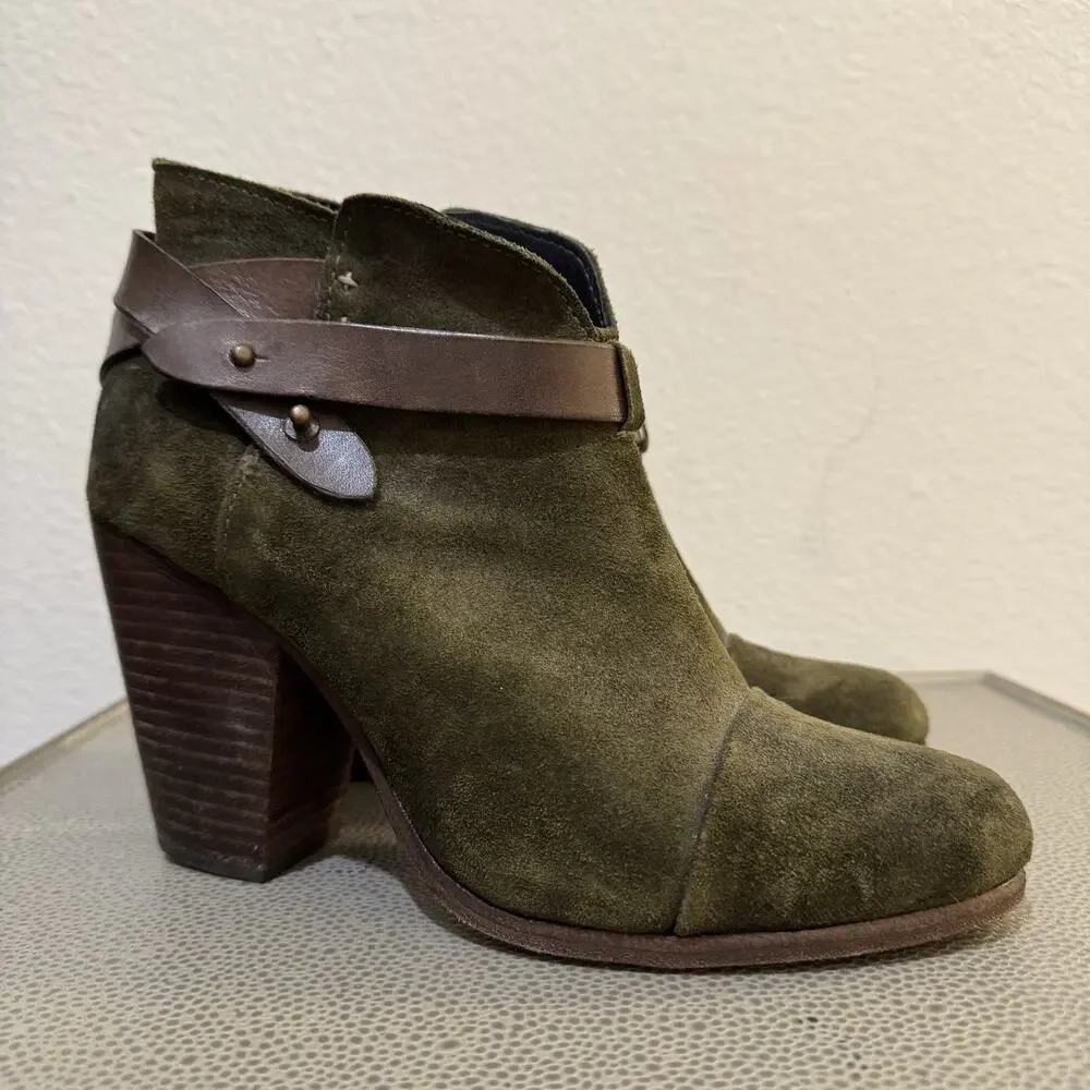 Rag & Bone Ankle Boots Womens Shoes size EU40 Harrow Green Suede Leather Booties